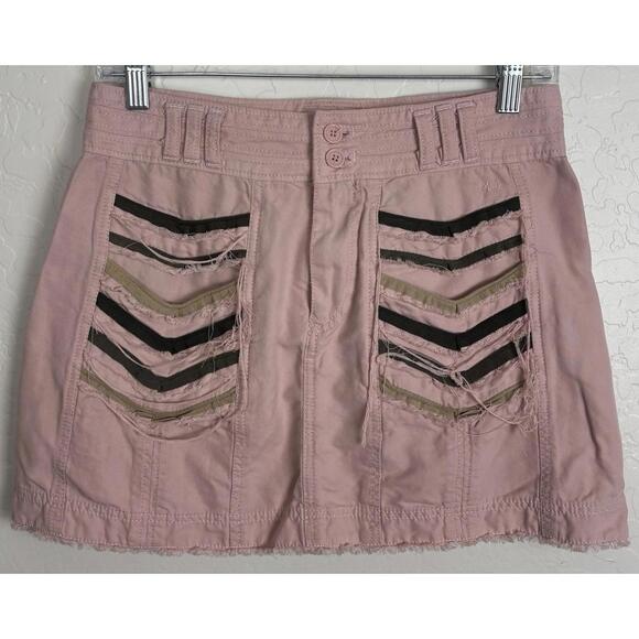 Marc Jacobs Dresses & Skirts - Marc Jacobs Pink Cotton Distressed Ribbon Mini Skirt 2 Chevron Frayed Hem 1505